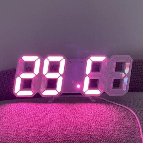 LED wall clock with night mode and adjustable brightness