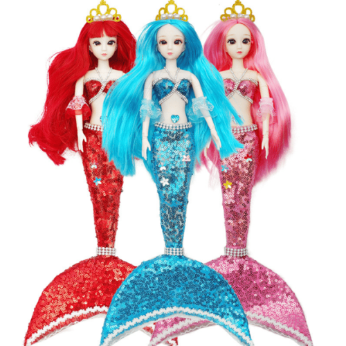 Barbie mermaid doll with sequins red
