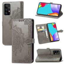 Samsung Galaxy A52/A52s mandala leather case grey