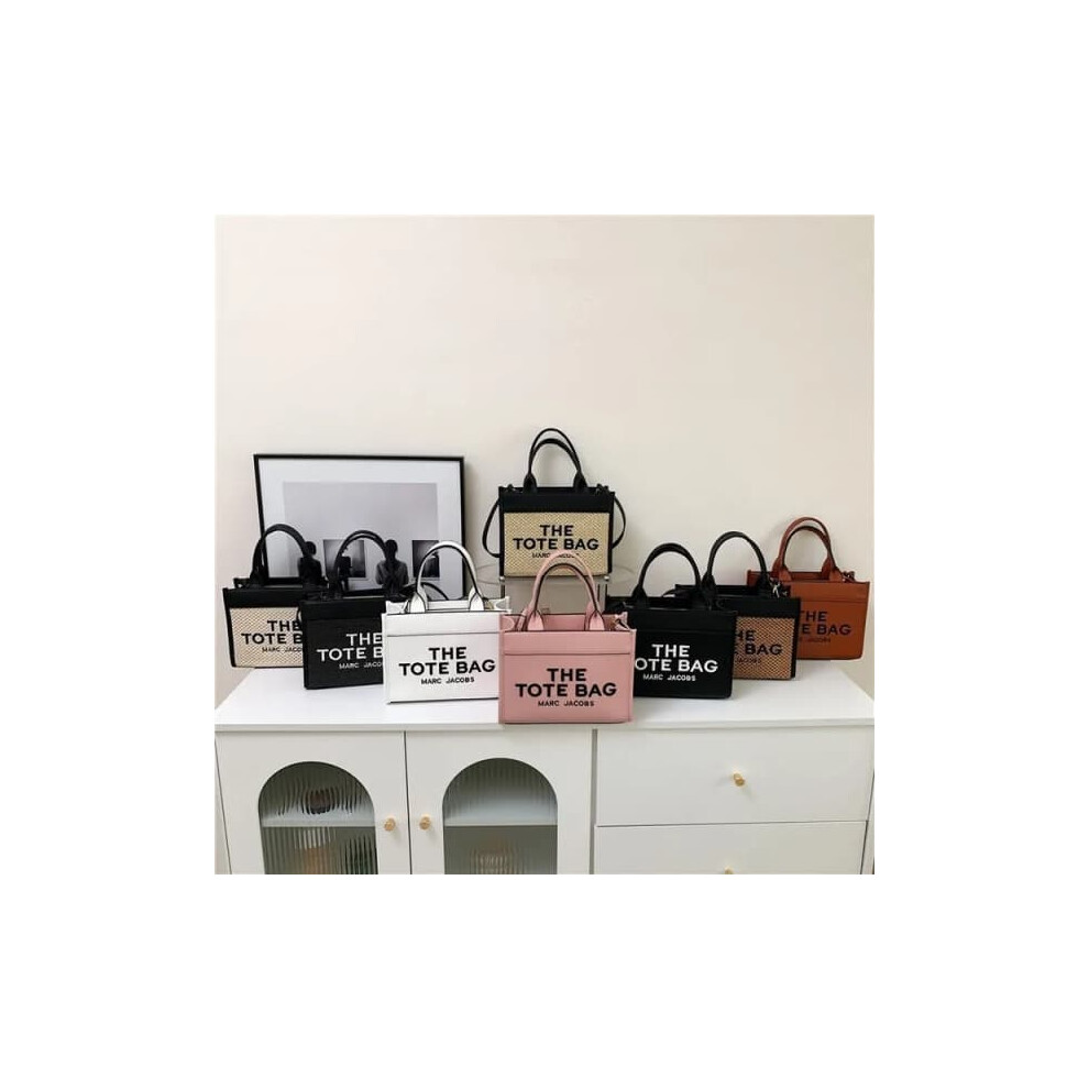 Woven Handbag Crossbody Tote Bag Black Straw 1Pc 962029747819