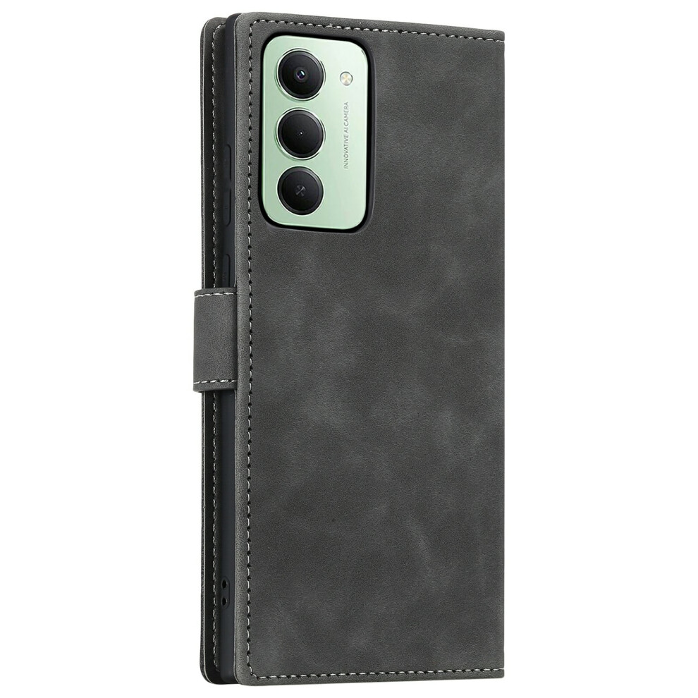 (Grey) For Xiaomi Redmi 15 5G (Global) (169Mm) Leather Case Splicing Stitching Wallet Phone Cover With Wrist Strap Grey 6914293784544