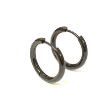 Black Hoop Earrings Surgical Steel 8mm Inner Diameter