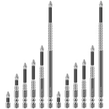 AEVXKHI12PCS K5Alloy-iskuruuvimeisselin kärjet, liukumattomat Phillips-päät, magneettiset pitkät poranterät 25–150 mm, yhteensopivat