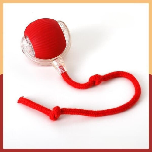 Cat ball with rope bite-proof automatic jumping toy red