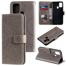 Samsung Galaxy A21s mandala wallet case grey