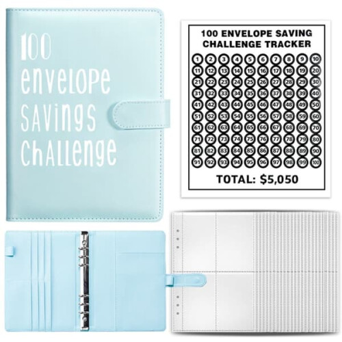 100 Days Envelope Challenge Binder BLUE