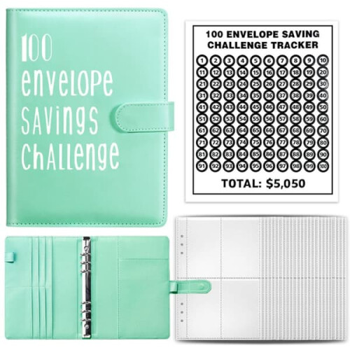100 Days Envelope Challenge Binder Green