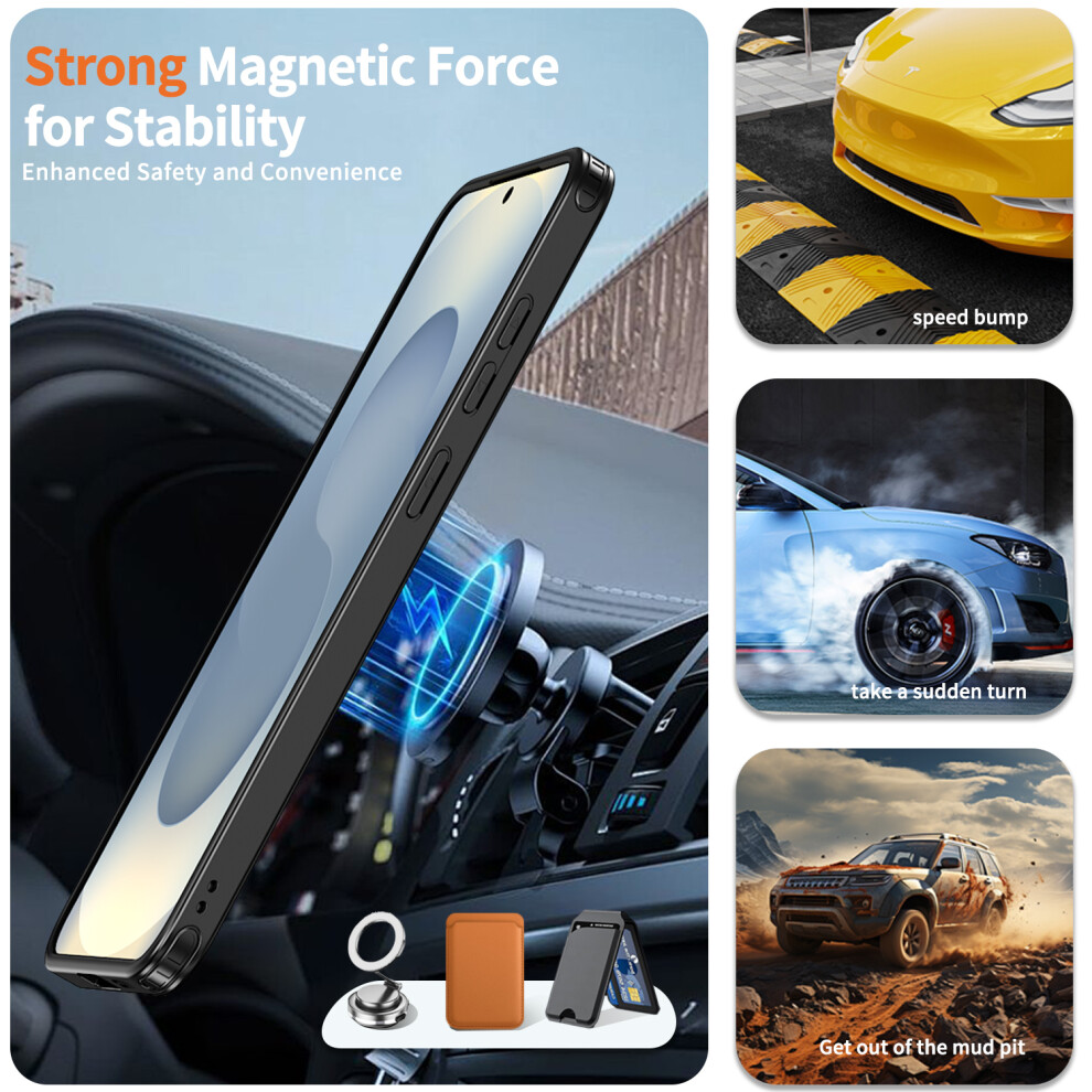 (Black) For Samsung Galaxy S25+ / Galaxy S24+ Magnetic Case Tpu + Pc Kickstand Phone Cover Black 6914298687987