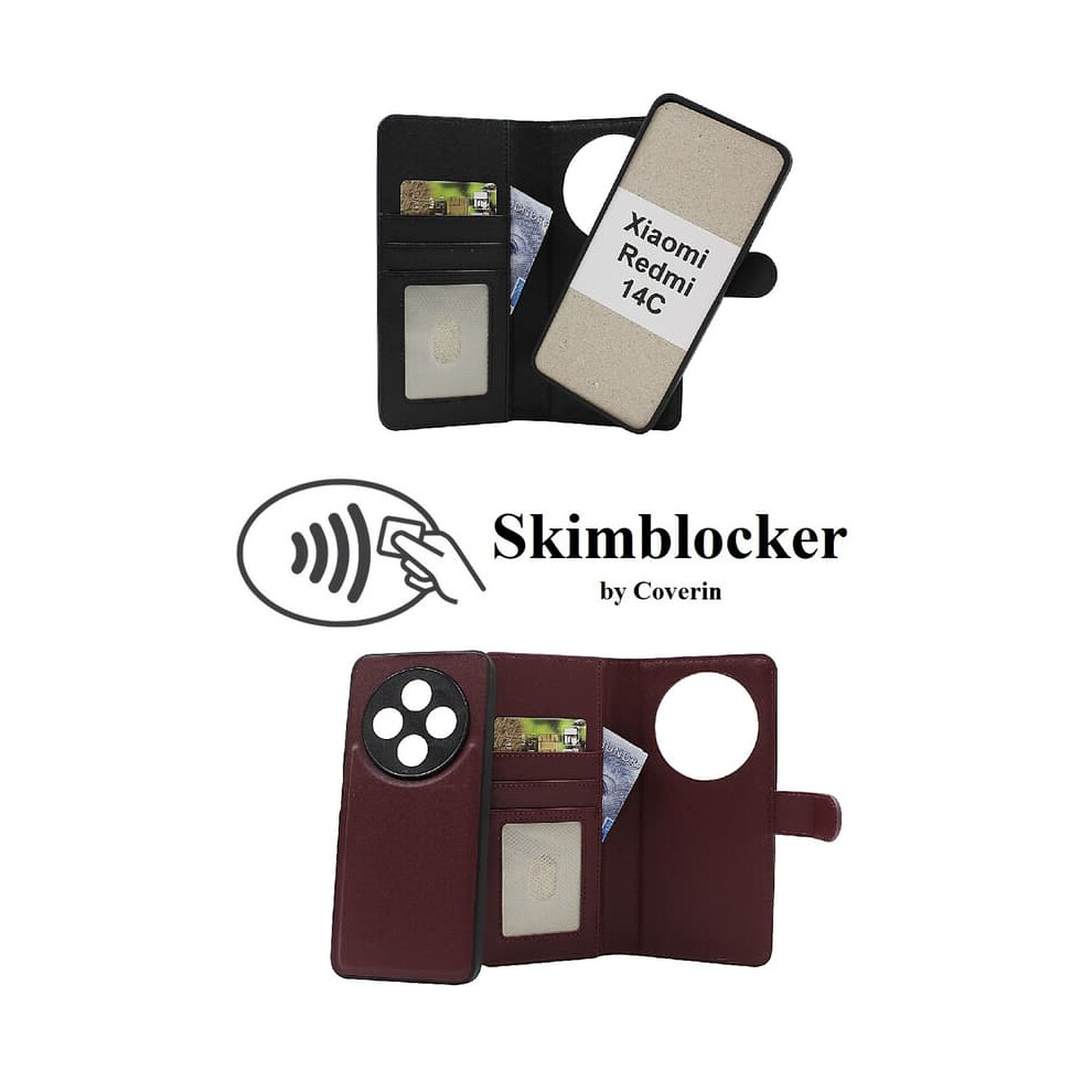 Skimblocker Wallet Case For Xiaomi Mi 14C Dark Red 962029764212