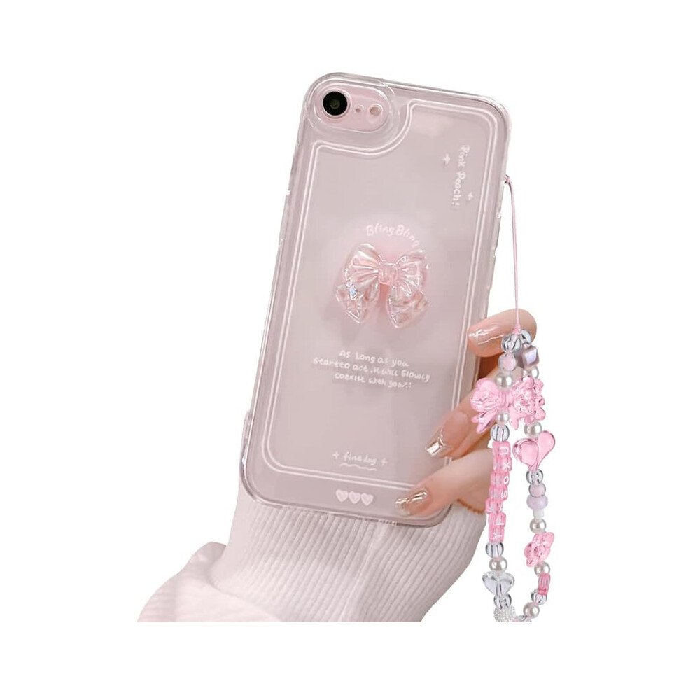 Iphone 7/8 Case Bowknot Transparent Glitter Pink 962029747192