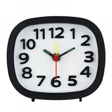 Oval Silent Alarm Clock Home Decor Travel Clock Black