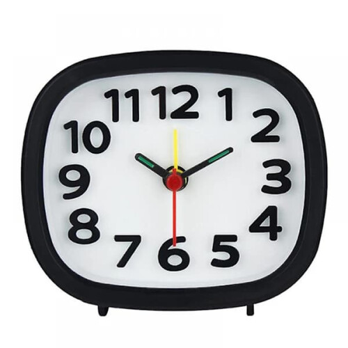 Oval Silent Alarm Clock Home Decor Travel Clock Black