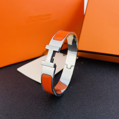 H Bracelet Stainless Steel Silver Orange 1 Piece