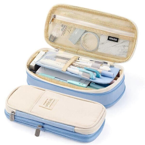 Pencil case light blue large capacity 1 piece