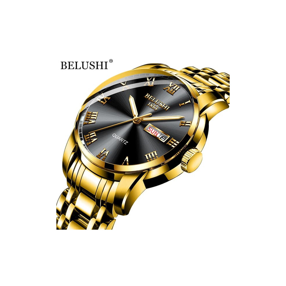 Belushi Men's Quartz Watch Stainless Steel Waterproof Dark 962029759317