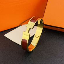 H Bracelet Stainless Steel Gold Burgundy 18K Clasp