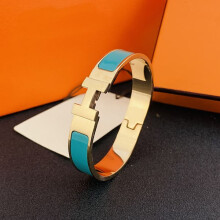 H Bracelet Stainless Steel Rose Gold Light Blue