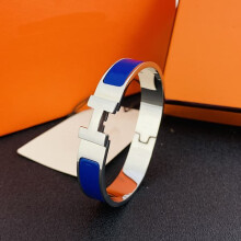 H Bracelet Stainless Steel Silver Dark Blue 18K Clasp