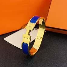 H bracelet stainless steel gold dark blue 18K clasp