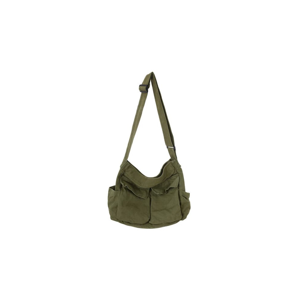 Canvas Messenger Bag Multi-Compartment Shoulder Bag Green 962029425496