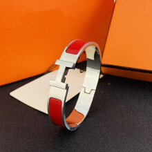 H Bracelet Stainless Steel Silver Red 18K Clasp