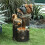 Solar-powered squirrel waterfall fountain with LED lights 4