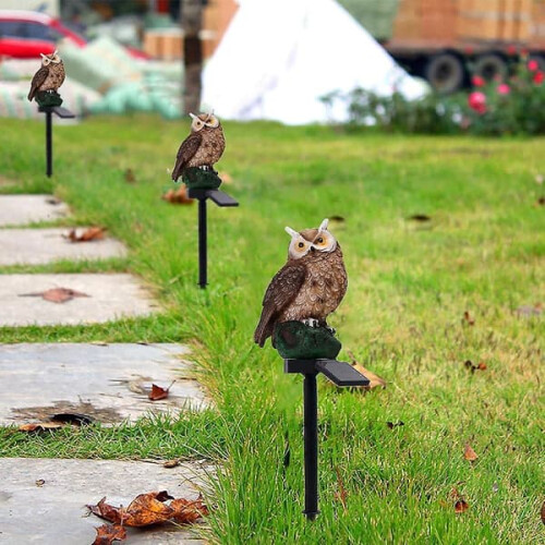 Solar Garden Lights Resin Owl 6 Pack 2