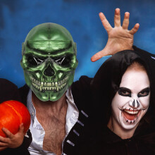 Masque de crâne intégral effrayant d'Halloween Loyerfyivos avec mâchoire mobile, casque en latex terrifiant pour accessoires de cosplay et de fête