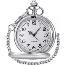 Vintage Stainless Steel Quartz Pocket Watch with Arabic