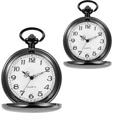 Classic Retro Pocket Watch with Chain Set of 2