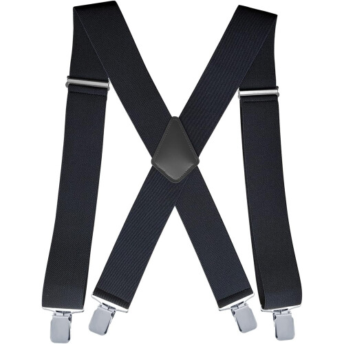 Men's Heavy Duty Elastic X-Back Suspenders 2 Inch