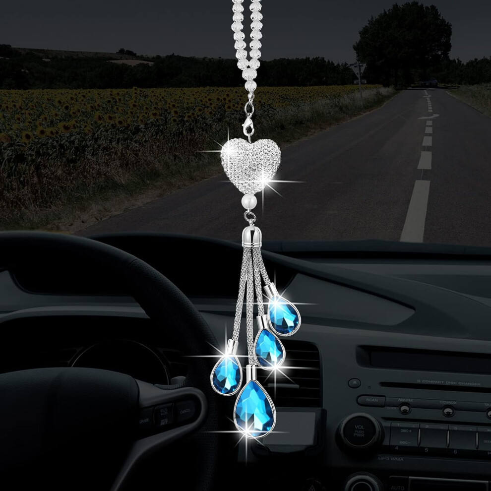 Heart Car Charm Crystal Rearview Mirror Hanging 9.8 Inch 963904303786