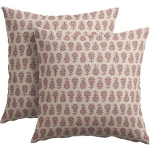 Vintage-Kissenbezüge, schwarz mit floralem Blockdruck, 45 x 45 cm, Set