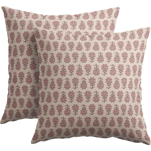 Conjunto de capas de almofada vintage com estampa floral preta em blocos, 45x45cm (18x18 polegadas)