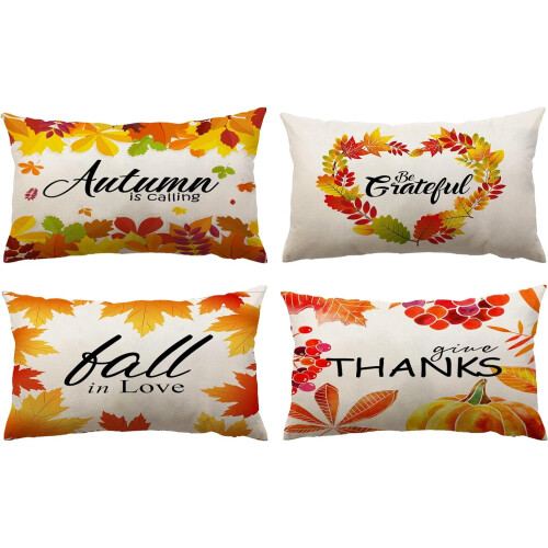 Housses de coussin d'automne 40 x 40 cm (lot de 4)