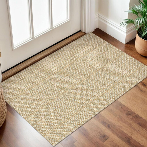 Washable woven area rug non-slip rubber back 2x3 ft