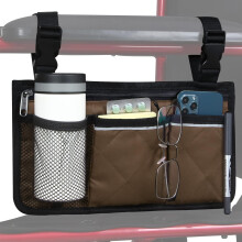 Wheelchair Side Bag with Cup Holder and Reflective Strip