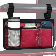 Wheelchair Side Bag with Cup Holder and Reflective Strip