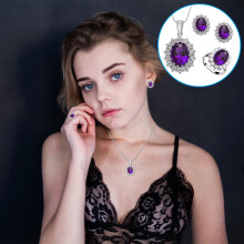 Mothers Day Jewelry Set for Women Crystal Ring Earrings