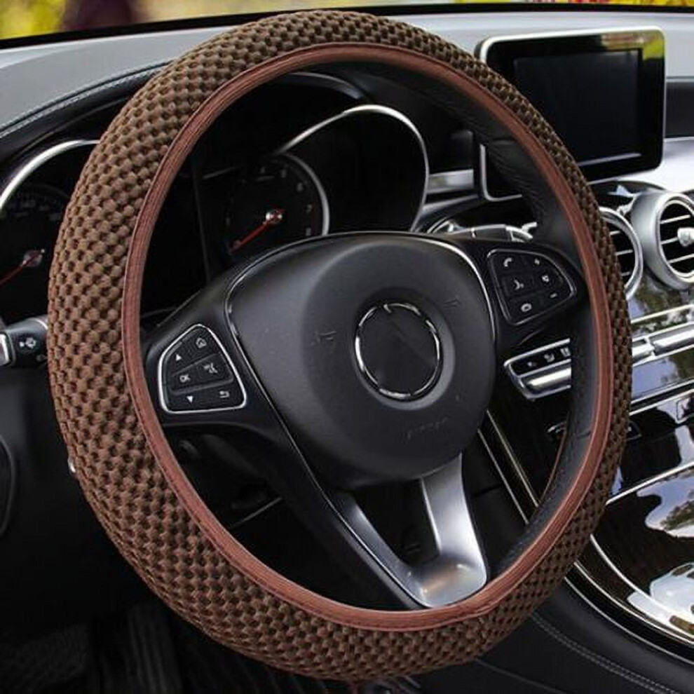 Steering Wheel Cover Ice Silk Elastic 38Cm Brown 900223067852