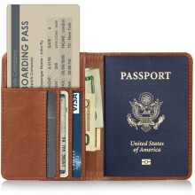 Passport Holder RFID Blocking Brown PU Leather 1pc