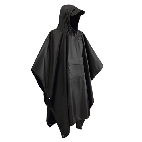 Black waterproof hooded rain jacket unisex