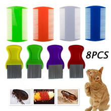 Plastic Metal Flea Comb Double-Sided Fine Tooth 8 Pieces