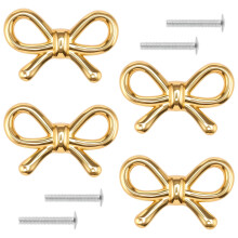 Gold Brass Bow Drawer Knobs 4 pcs