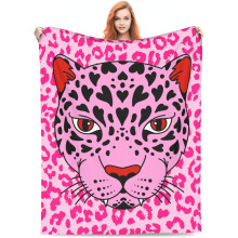 Decke mit Leopardenmuster, weich, warm, leicht, rosa, 127 x 152 cm