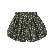 Pantalones cortos de verano para niña, estampado floral de lunares verde militar, talla 2T