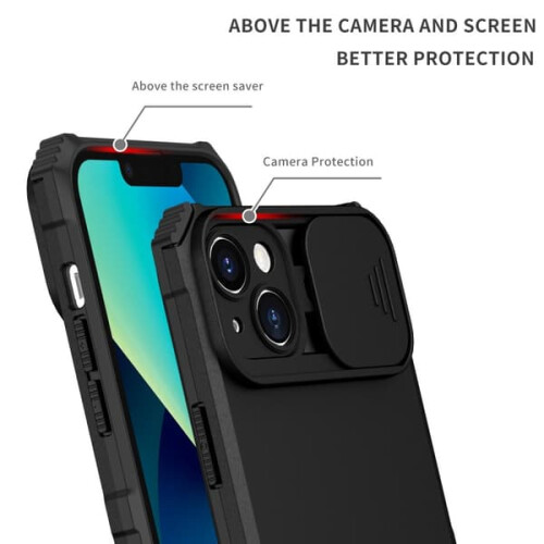 Capa com suporte integrada compatível com iPhone 14 Plus, proteção para a câmera, preta. 2