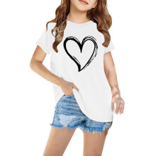 Blusa de verão branca de algodão com mangas curtas para meninas, tamanho 7 anos.