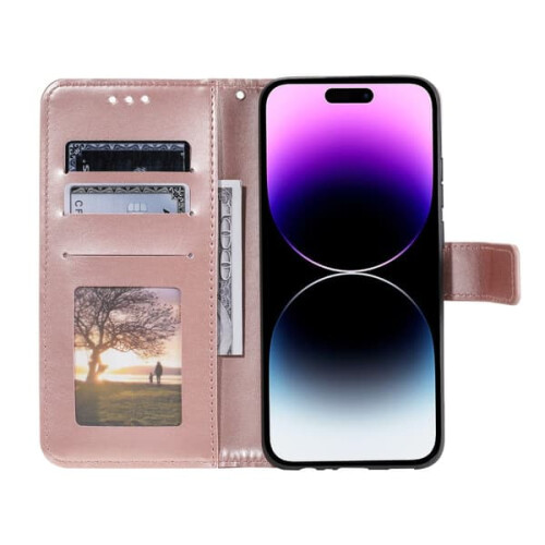 Capa carteira Mandala SKALO compatível com iPhone 16 Plus - Ouro Rosa 1