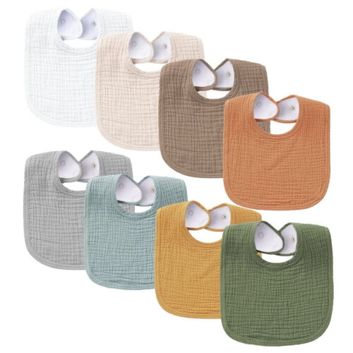 Muslin haklappar i bomull, bandana, dregelhaklappar, 8-pack